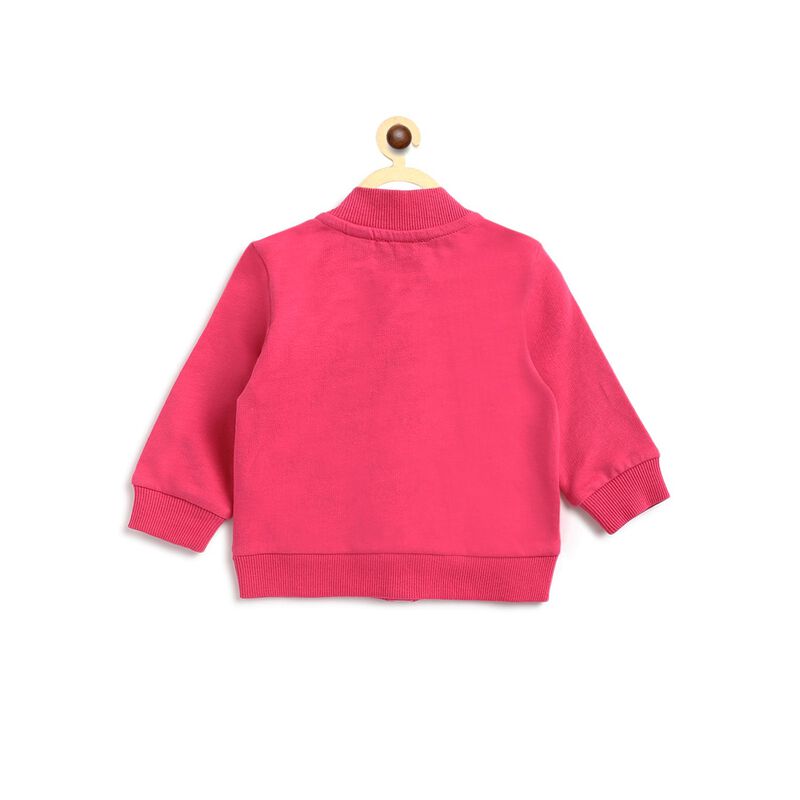 Girls Dark Pink Front Open French Terry Cardigan image number null
